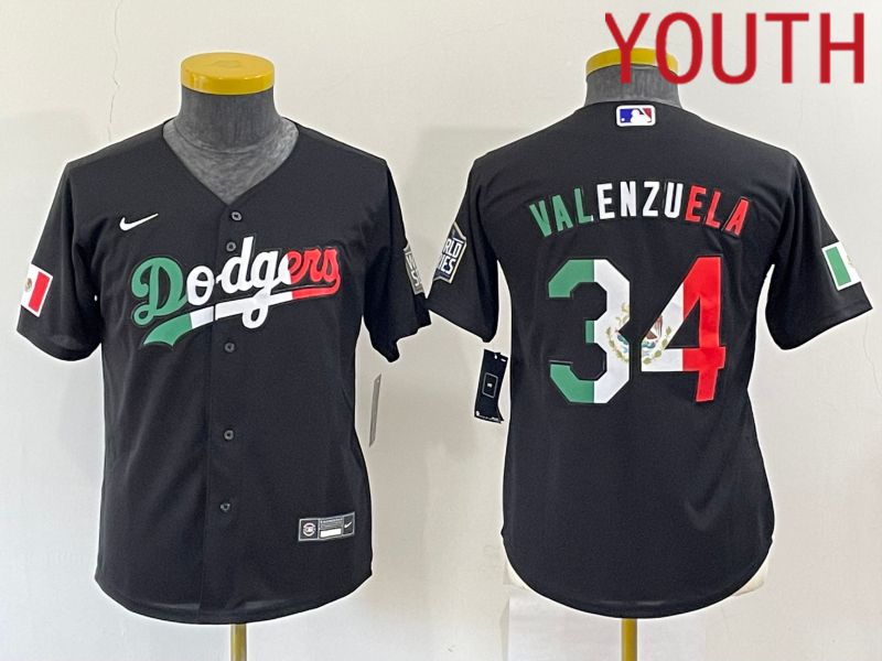 Youth Los Angeles Dodgers #34 Valenzuela Black Nike 2022 MLB Jersey2